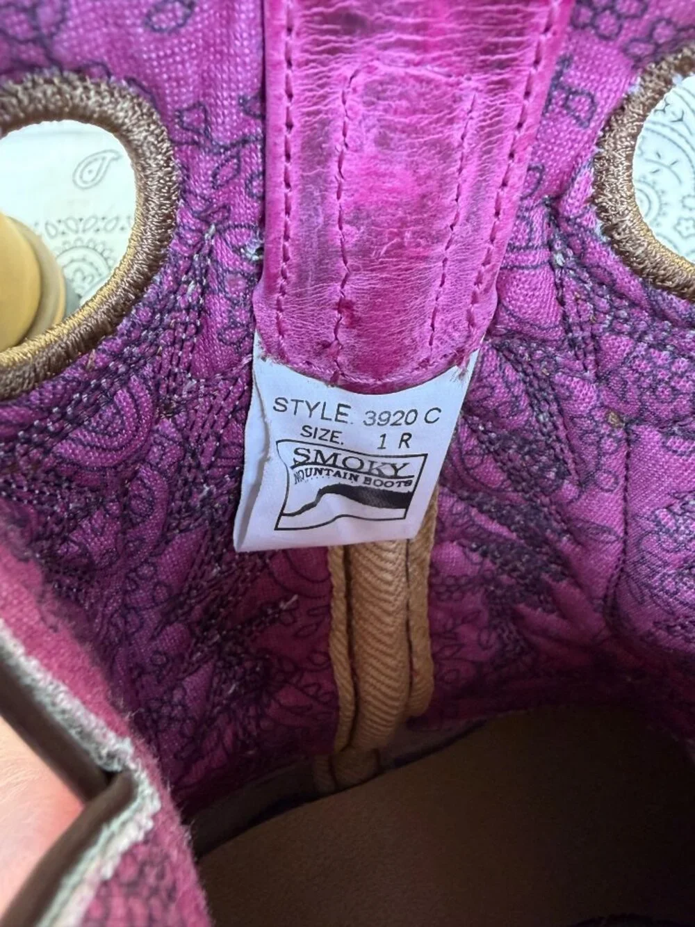 Smoky Mountain Boots Brown/Pink Leather Kids Cowboy Western 3920C Size 1R EUC
